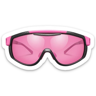 pink sporty sunglasses with carbon fiber thick frame, shield visor design sticker