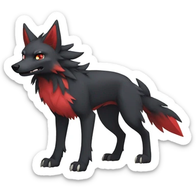 Cute cool black red nargacuga-wolf animal hybrid Fakemon full body sticker