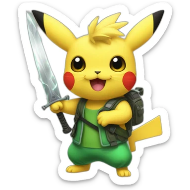 pikatchu avec un sabre lazer vert sticker