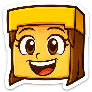 Extract only the face of the fifth character from the left, keeping the original Minecraft cartoon style and appearance, on a transparent background. sticker