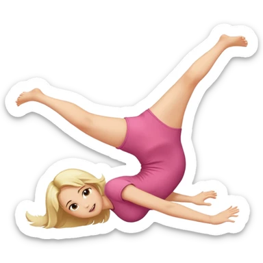 Blonde girl laying on stomach kicking her feet in the air and blushing sticker