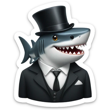 Shark with a top hat sticker