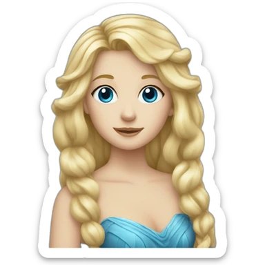 blond haired harp girl with blue eyes sticker