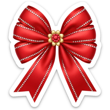 red flower bow with glitter sticker