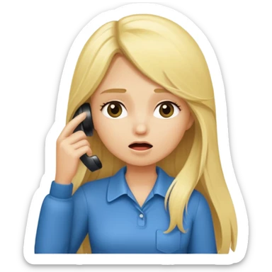 blonde cartoon girl long hair calling for a timeout sticker