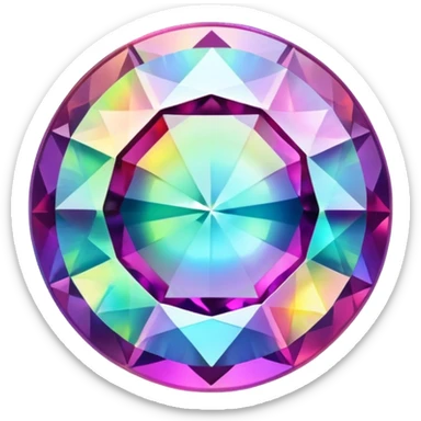 round mystic topaz holographic gem with rainbow colors sticker