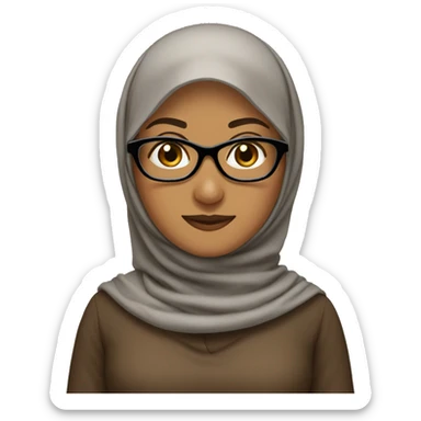 Moslem women teacher with eye glasses and brown hijab sticker