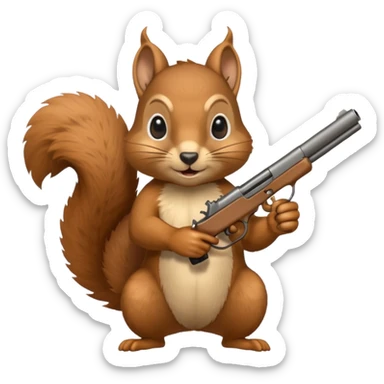  squirrel with pistol  sticker