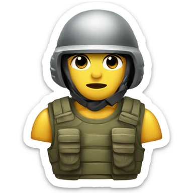 a rock in an armored vest and an army helmet. sticker