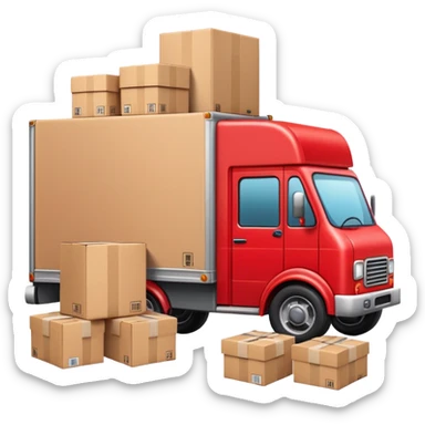 red delivery truck with packages sticker