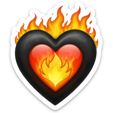 Black Heart and mixed with fire sticker