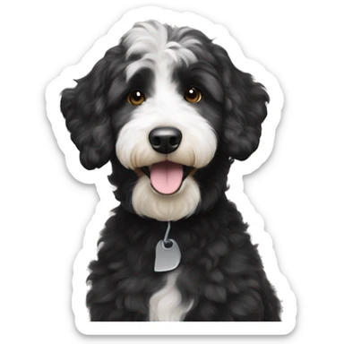 Black aussiedoodle with white muzzle sticker