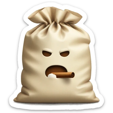 a bag of flour smokes a cigar sticker