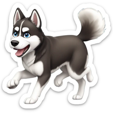 Husky running  sticker