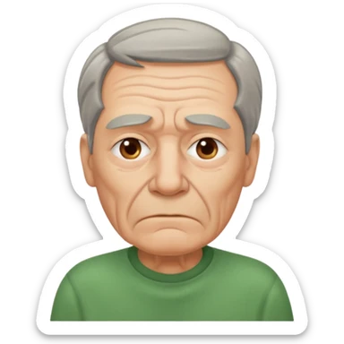tired looking 65 year old man in green shirt sticker