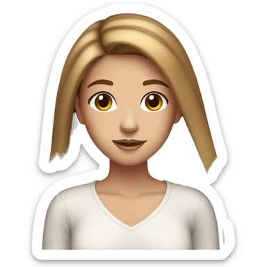 Beautiful teenage girl with long light brown straight hair, brown eyes with long eyelashes, and freckles sticker