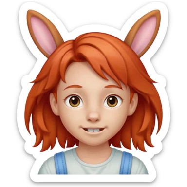kid with braces bunny eared red haired sticker