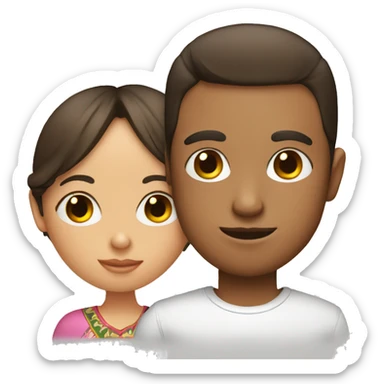 thin boy with big head next to a mexican girl sticker