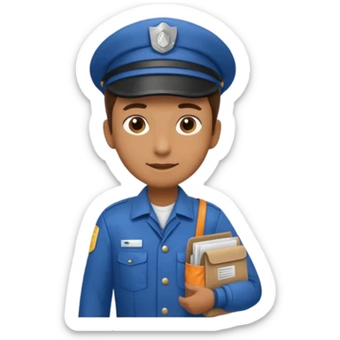mail carrier with bag in postal crew sticker
