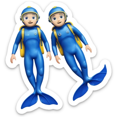 A 3D cartoon pair of diving flippers on a white background, shiny rubber texture, Memoji-style rendering. sticker