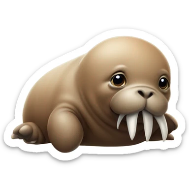Baby walrus clawing back sticker