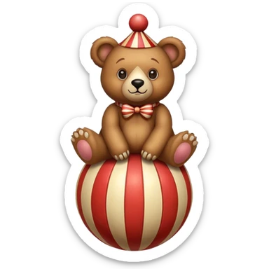 Vintage circus bear on striped ball sticker