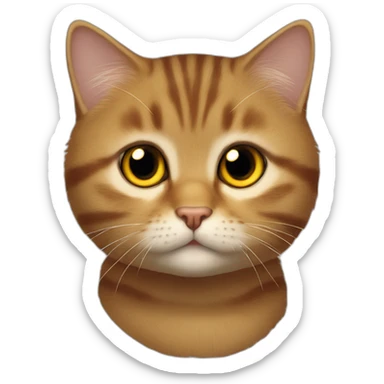 american short hair cat- tabby- a little bit fat- brown yellow eyes- the distances between eyes is a little bit far- dark orange hair- fluffy- looks cute sticker