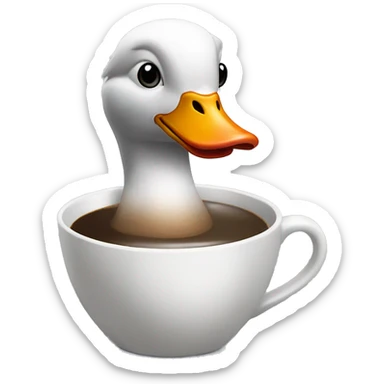generate a goose that drinks coffee from a cup with Denys_CACES_TikTok written on it sticker