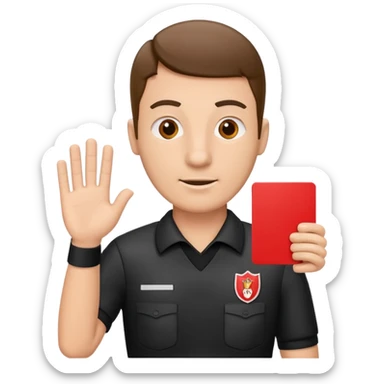 Referee holding red card sticker