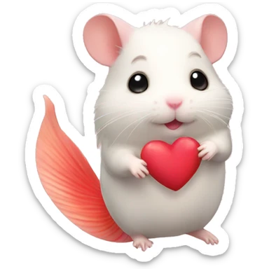 hamster with heart with mermaid tail sticker