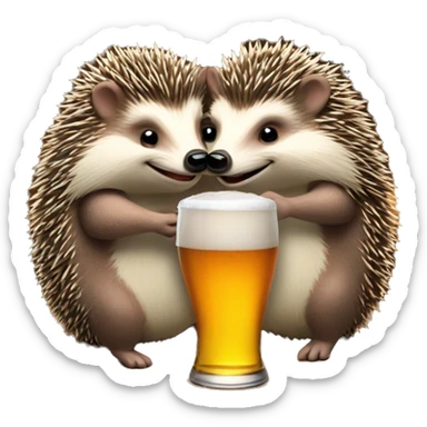 two hedgehogs in love drinking beer sticker