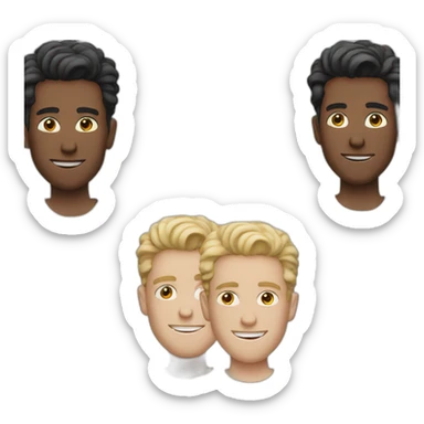 3 white young men sticker