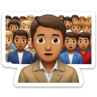 a famous artist FEELING FEAR, with the audience BEHIND HIM sticker