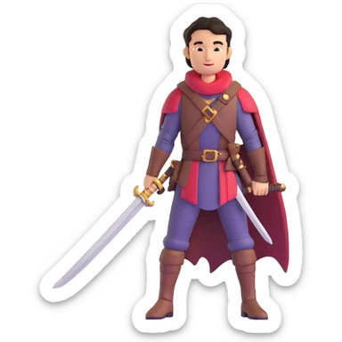heroic adventurer with sword sticker