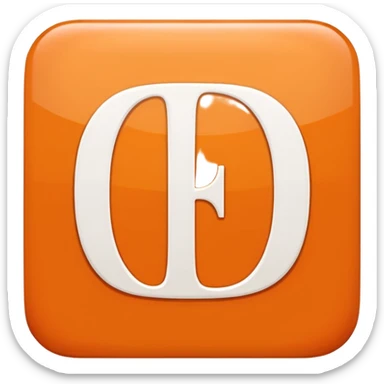 make me an emoji of a orange square with a white E in the center large E must have times new roman font sticker