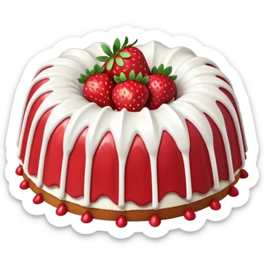 Strawberry flavored Bundt cake with white icing  sticker