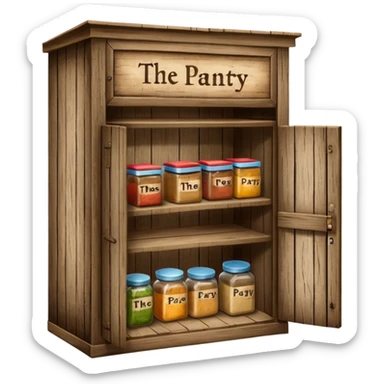 A food pantry with the words The Pantry written on it sticker