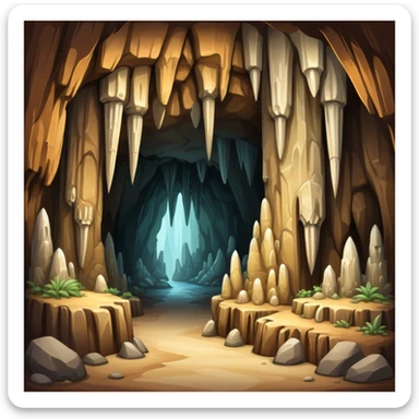 generate realistic detailed cave inside view sticker