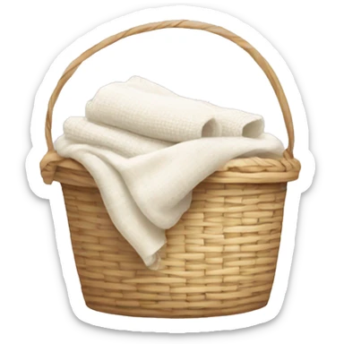 Light beige laundry raffia basket with white clothes sticker