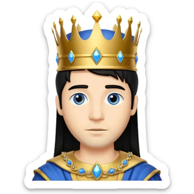 King Solomon with black hair, blue eyes sticker