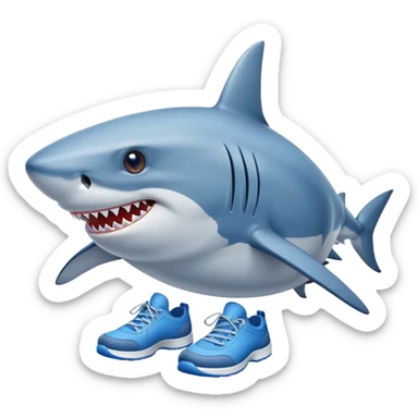 Shark with three legs wearing blue shoes  sticker