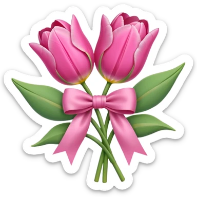 Pink tulips with a bow sticker
