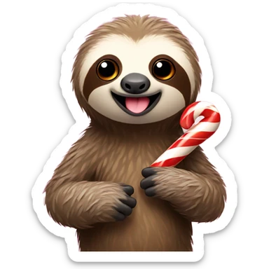 sloth with candy cane sticker