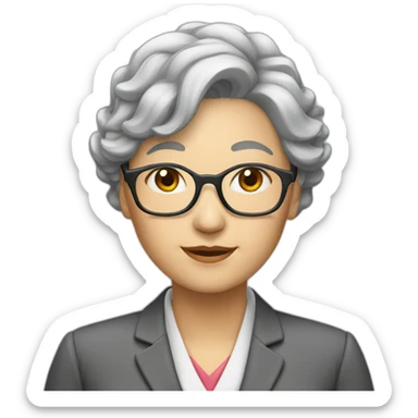 Chinese lady grey hair as school principal sticker