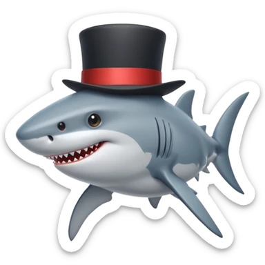 Shark with a top hat sticker
