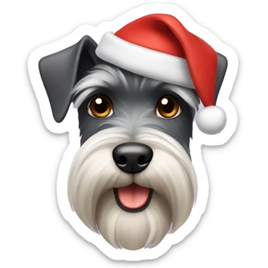 schnauzer wearing a christmas hat sticker