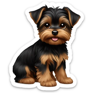 small black and brown yorkie puppy sticker