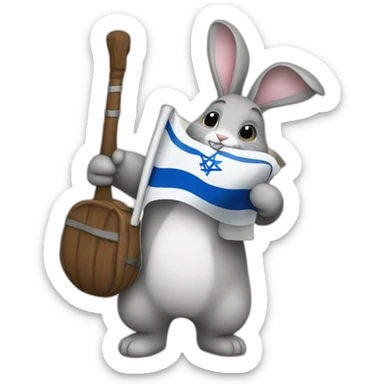 rabbins with Sidelocks holding israel flag in his hands sticker