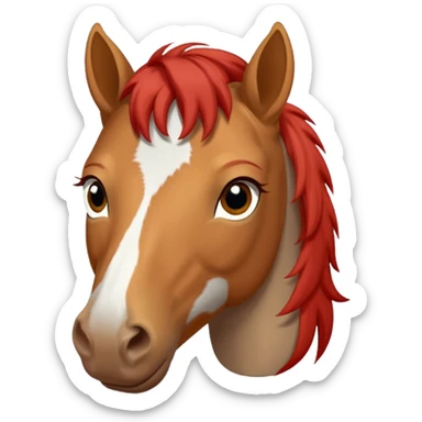 Red dun horse with same color hair and a small white star between his eyes sticker