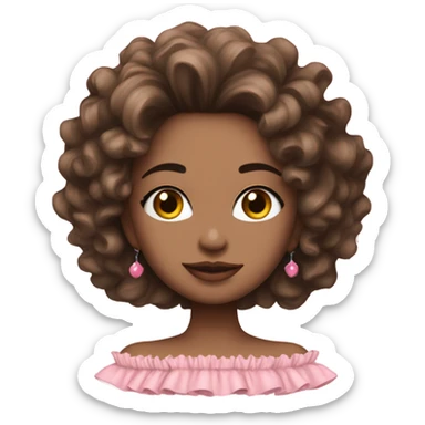 Realistic pink ruffle off shoulder top, isolated sticker